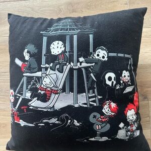 Horror Character Black/ Red Throw Pillow Perfect for Halloween 15”x15”